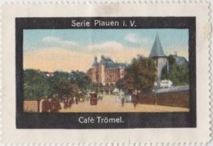 Werbemarke des Kaffeehauses Trömel in Plauen
