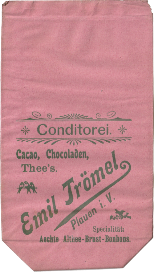 Kakaotüte vom Kaffeehaus Trömel in Plauen